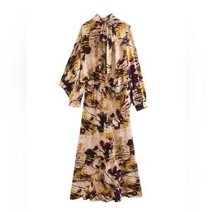 NWT Zara limited edition flowy abstract print maxi dress